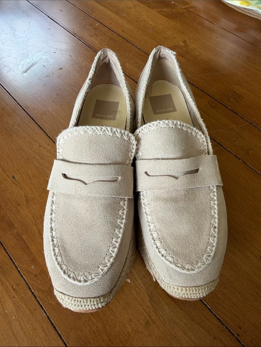 Dolce Vita Light Beige Suede Espadrille Loafers